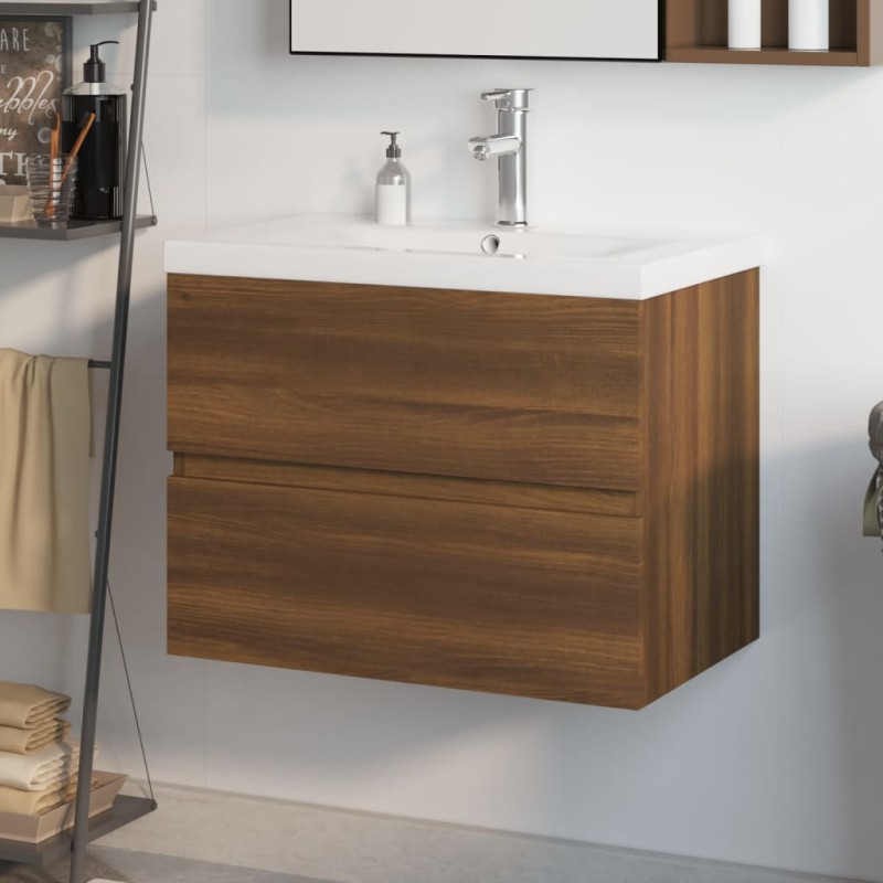    Mobile Bagno Lavabo Integrato Rovere Marrone Legno ingegnerizzato