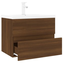    Mobile Bagno Lavabo Integrato Rovere Marrone Legno ingegnerizzato