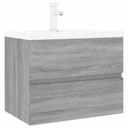    Mobile Bagno e Lavabo Integrato Grigio Sonoma Legno ingegnerizzato