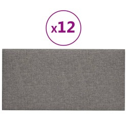 Pannelli Murali 12 pz Grigio Chiaro 60x30 cm in Tessuto 2,16 m²