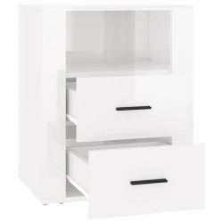 Comodino Bianco Lucido 50x36x60 cm in Legno Ingegnerizzato