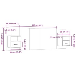 Testiera Letto con Comodini in Legno Ingegnerizzato Rovere Sonoma