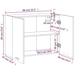 Mobile Pensile Rovere Marrone 80x31x60 cm in Legno ingegnerizzato