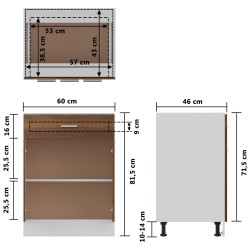 Mobiletto Rovere Marrone 60x46x81,5 cm in Legno ingegnerizzato