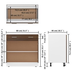 Mobile con Cassetto Rovere Marrone 80x46x81,5 Legno ingegnerizzato