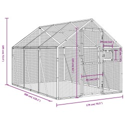 Voliera Antracite 1,79x3x1,85 m in Alluminio