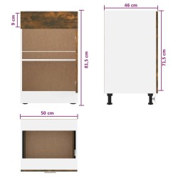 Mobile con Cassetto Rovere Fumo 50x46x81,5 cm Legno ingegnerizzato