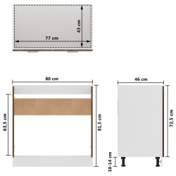 Mobiletto Rovere Marrone 80x46x81,5 cm in Legno ingegnerizzato