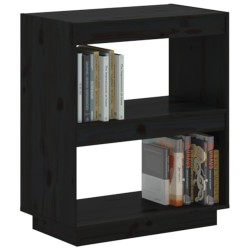 Libreria Nera 60x35x71 cm in Legno Massello di Pino