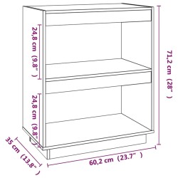 Libreria Nera 60x35x71 cm in Legno Massello di Pino