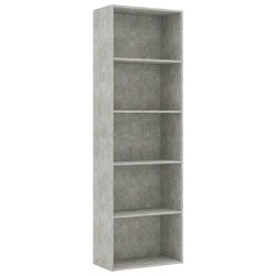    Libreria a 5 Ripiani Grigio Cemento 60x30x189 cm in Truciolato