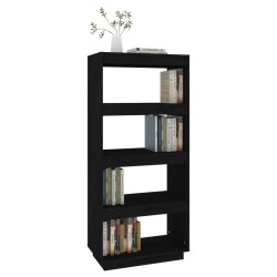 Libreria/Divisorio Nero 60x35x135 cm in Legno Massello di Pino