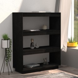 Libreria/Divisorio Nero 80x35x103 cm in Legno Massello di Pino