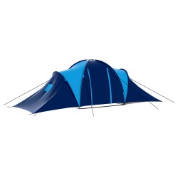 Tenda da Campeggio in Tessuto 9 Persone Blu Scuro e Blu