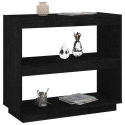 Libreria Nera 80x35x71 cm in Legno Massello di Pino