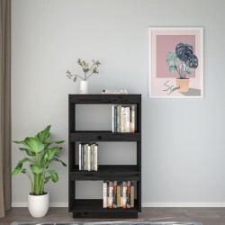 Libreria/Divisorio Nero 60x35x103 cm in Legno Massello di Pino