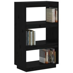 Libreria/Divisorio Nero 60x35x103 cm in Legno Massello di Pino