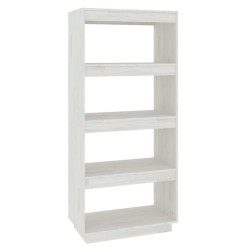 Libreria/Divisorio Bianco 60x35x135 cm Legno Massello di Pino