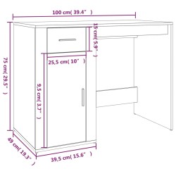 Scrivania Rovere Fumo 100x49x75 cm in Legno ingegnerizzato