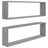 Mensole Cubo Muro 2pz Grigio Sonoma 100x15x30 Legno ingegnerizzato