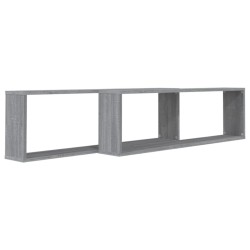 Mensole Cubo Muro 2pz Grigio Sonoma 100x15x30 Legno ingegnerizzato