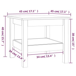    Tavolino da Salotto Bianco 45x45x40 cm Legno Massello di Pino