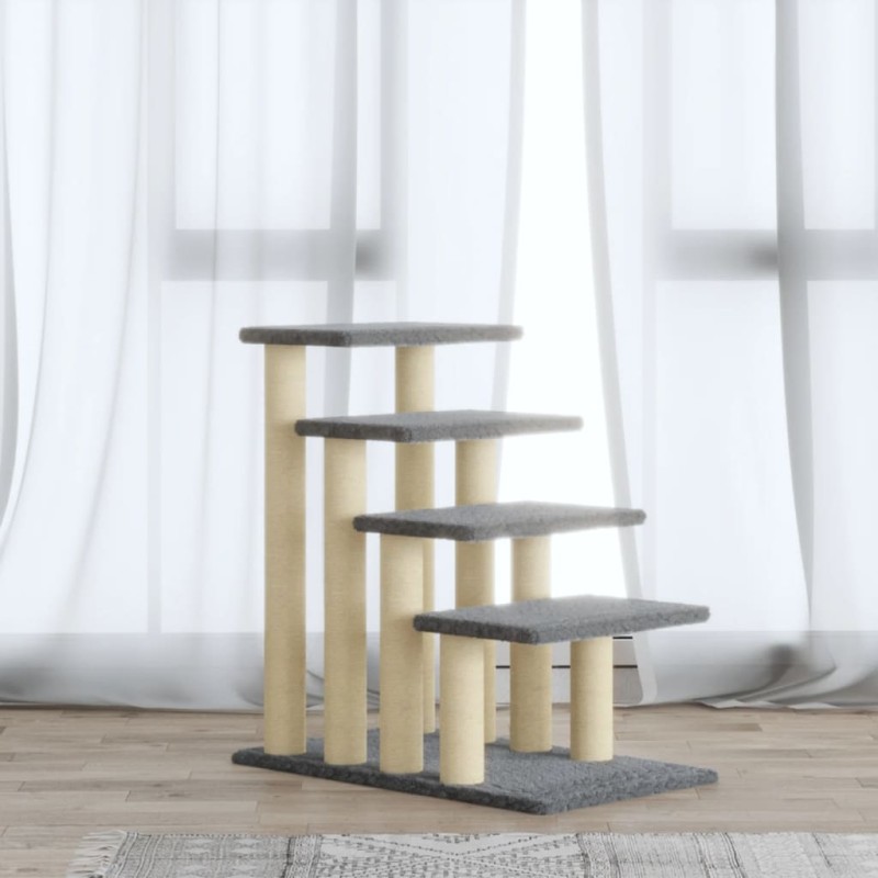 Albero per Gatti con Tiragraffi in Sisal Grigio Chiaro 63 cm