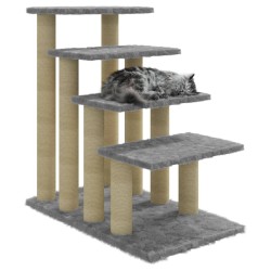 Albero per Gatti con Tiragraffi in Sisal Grigio Chiaro 63 cm