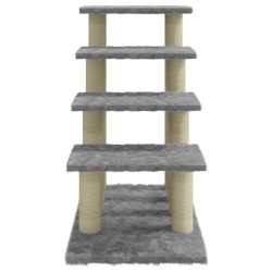 Albero per Gatti con Tiragraffi in Sisal Grigio Chiaro 63 cm