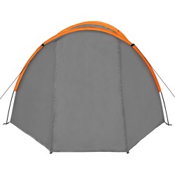 Tenda da Campeggio 4 Persone in Tessuto Grigio e Arancione