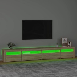    Mobile Porta TV con Luci LED Rovere Sonoma 270x35x40 cm