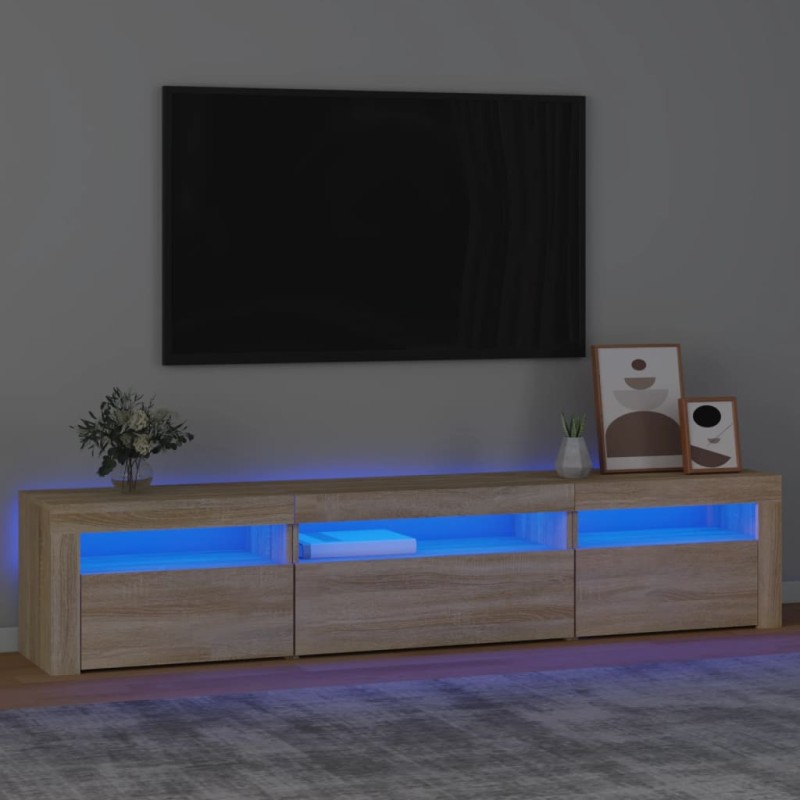    Mobile Porta TV con Luci LED Rovere Sonoma 195x35x40 cm