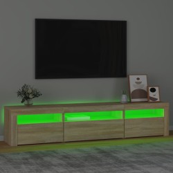    Mobile Porta TV con Luci LED Rovere Sonoma 195x35x40 cm