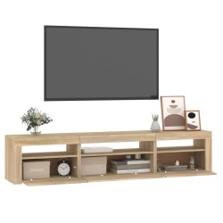    Mobile Porta TV con Luci LED Rovere Sonoma 195x35x40 cm