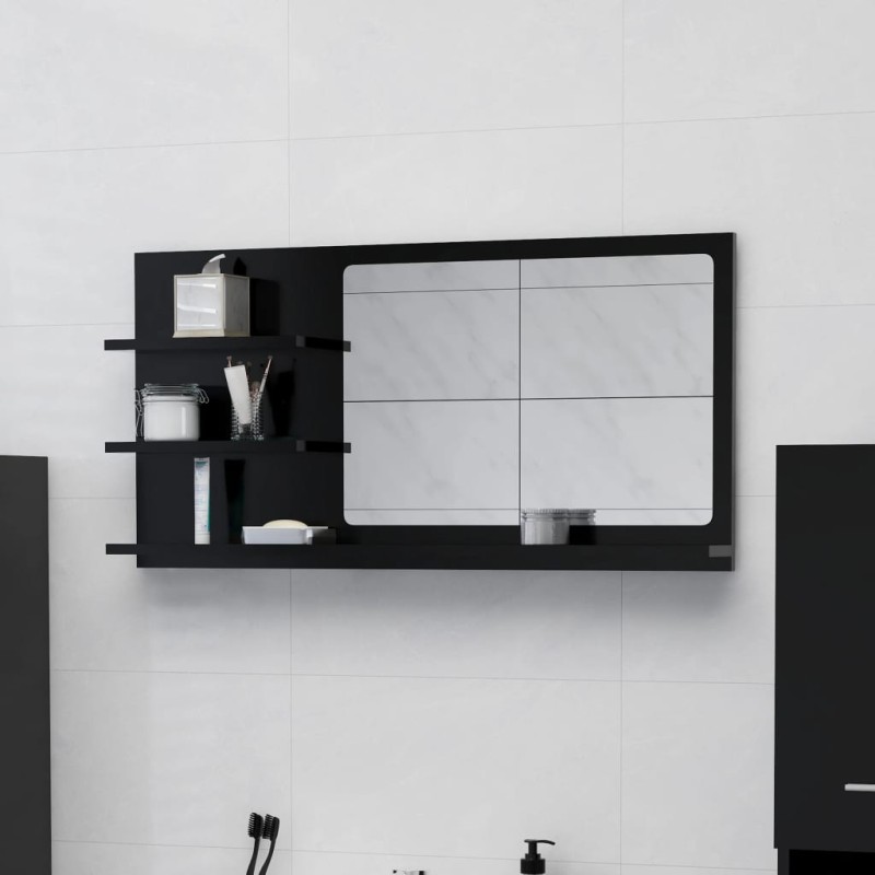    Specchio da Bagno Nero 90x10,5x45 cm in Truciolato