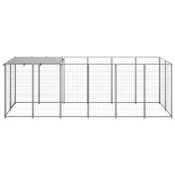 Canile Recinto per Cani Argento 330x110x110 cm in Acciaio