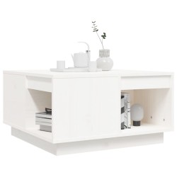    Tavolino da Salotto Bianco 60x61x32,5 cm Legno Massello di Pino