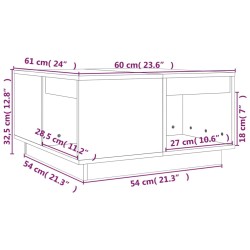    Tavolino da Salotto Bianco 60x61x32,5 cm Legno Massello di Pino