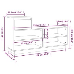    Scarpiera Bianca 110x34x61 cm in Legno Massello di Pino