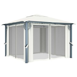    Gazebo con Tenda 300 x 300 cm Crema Alluminio