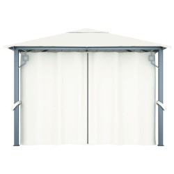    Gazebo con Tenda 300 x 300 cm Crema Alluminio