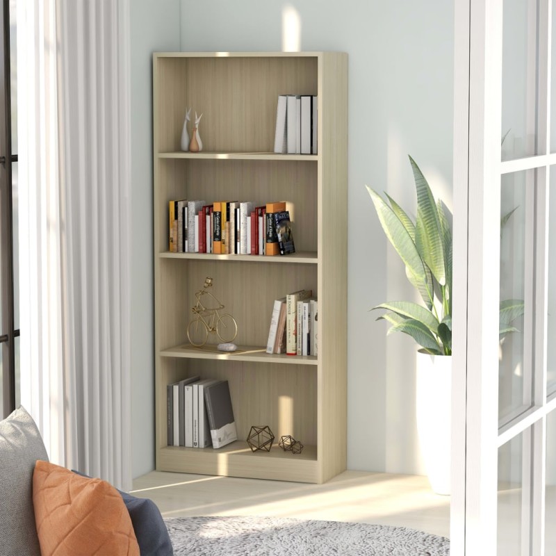    Libreria a 4 Ripiani Rovere Sonoma 40x24x142 cm in Truciolato