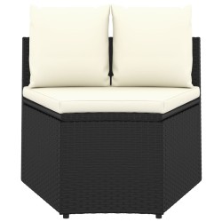    Set Divani da Giardino 4 pz con Cuscini in Polyrattan Nero