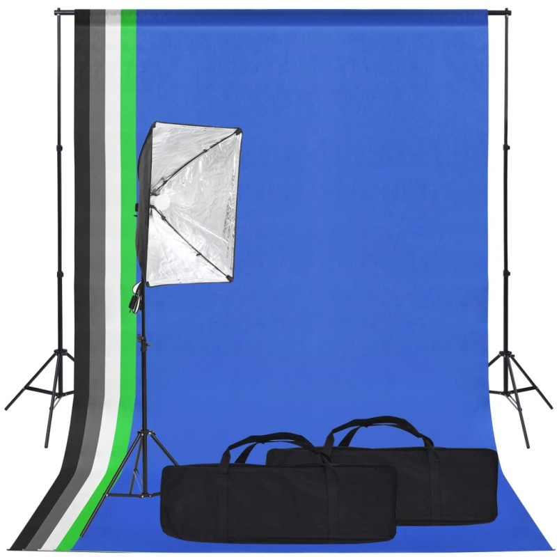    Kit per Studio Fotografico con Luce Softbox e Fondale