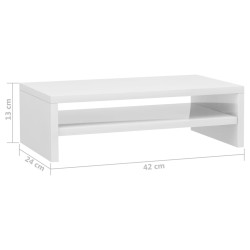    Supporto per Schermo Bianco Lucido 42x24x13 cm in Truciolato