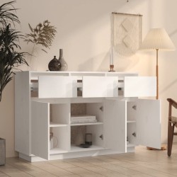    Credenza Bianca 110x34x75 cm in Legno Massello di Pino