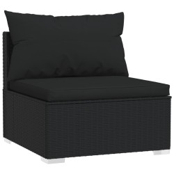    Set Salotto da Giardino con Cuscini 7pz Nero Polyrattan