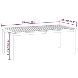    Tavolo da Giardino 200x100x74 cm in Legno Massello di Acacia