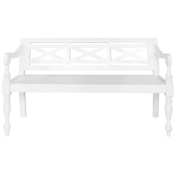 vidaXL Panca Batavia 123 cm in Legno Massello di Mogano Bianco