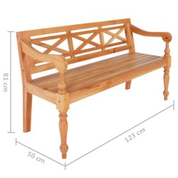 vidaXL Panca Batavia 123 cm in Legno Massello di Mogano Marrone Chiaro